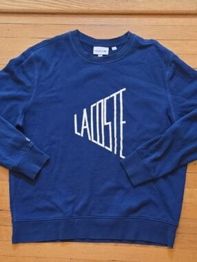 Lacoste, Lettering Fleece Sweatshirt, Royal Blue, EUC, Men's XXL